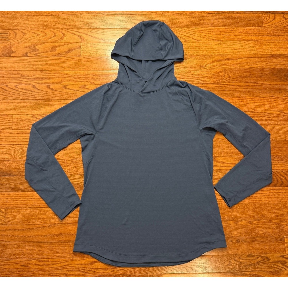 Lululemon Dy Sense Hoodie Mens Large Blue Long Sleeve Gym Tech Stretch Hooded